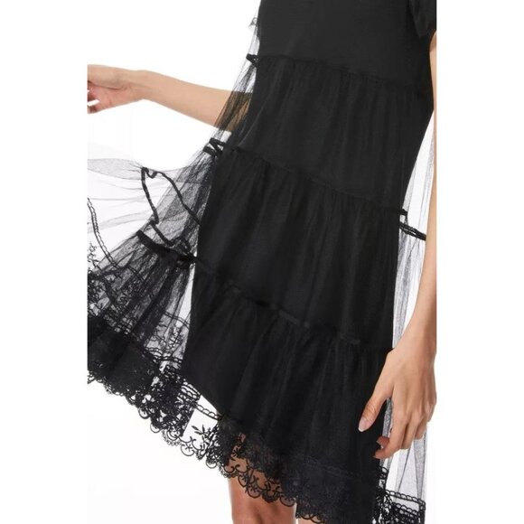 Alice + Olivia Dreema Tulle Overlay Tee Dress Large NWT $395 - Picture 2 of 8